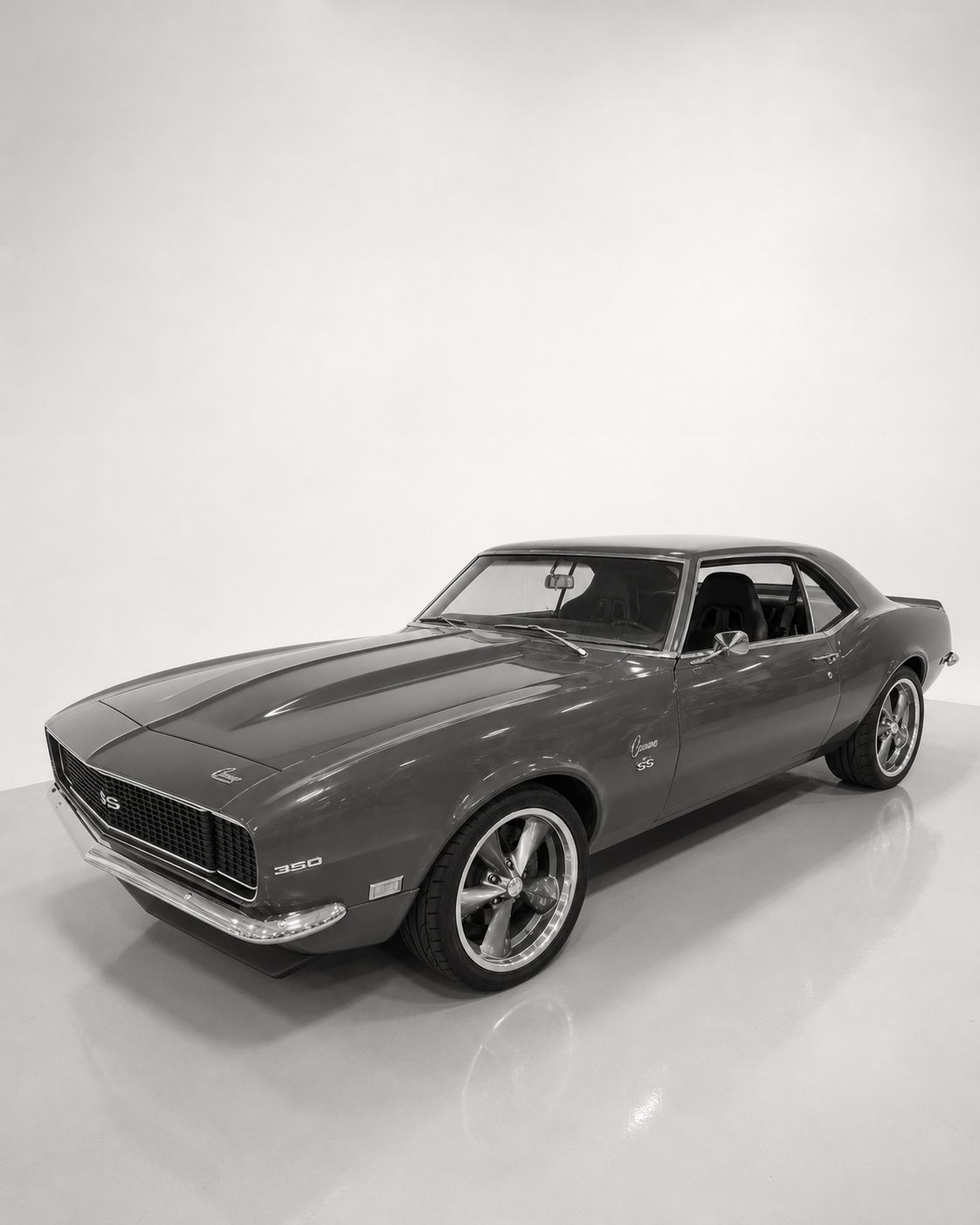 1968 Chevrolet Camaro SS in a monochrome studio portrait