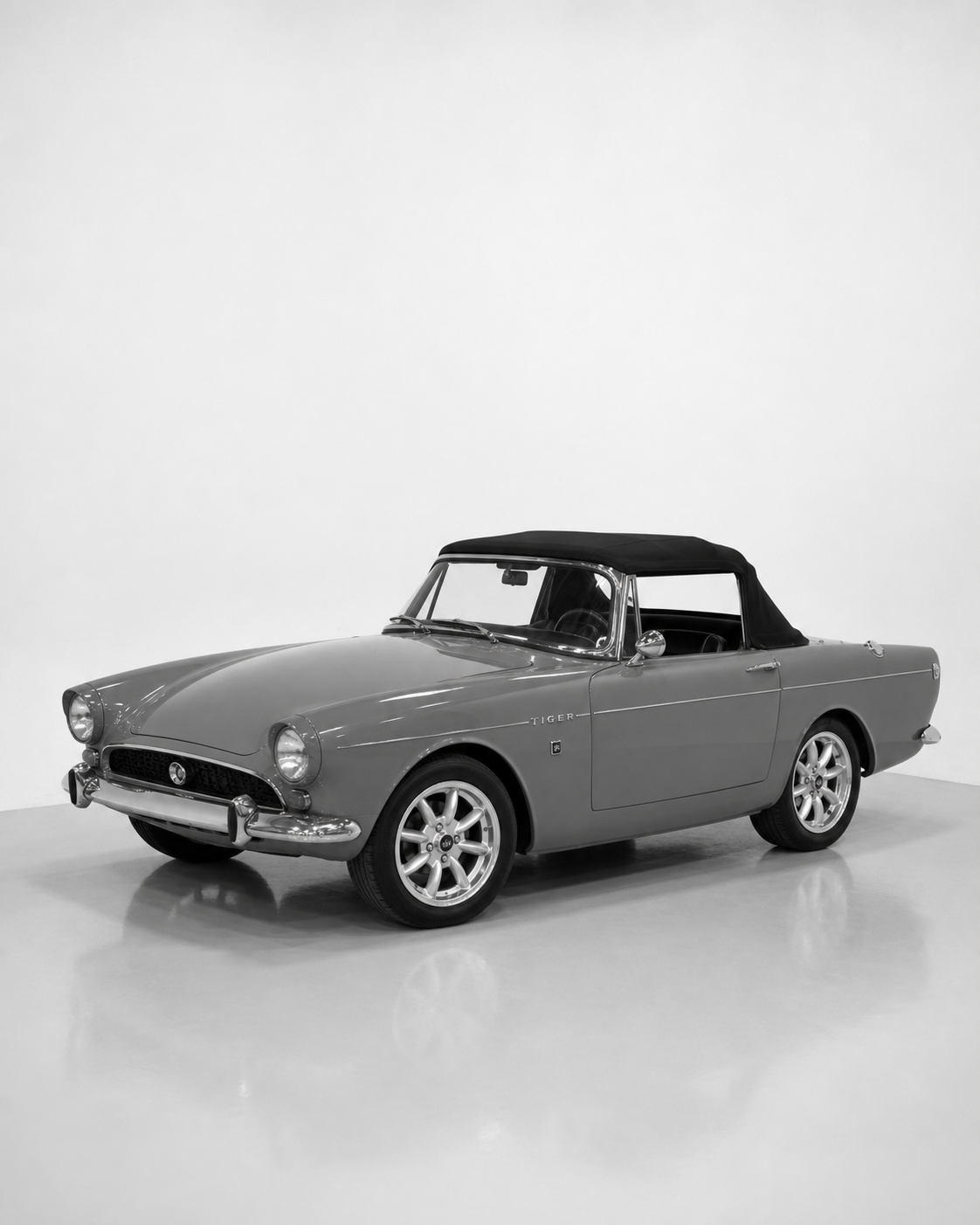 1965 Sunbeam Tiger presented as an automotive museum portrait
